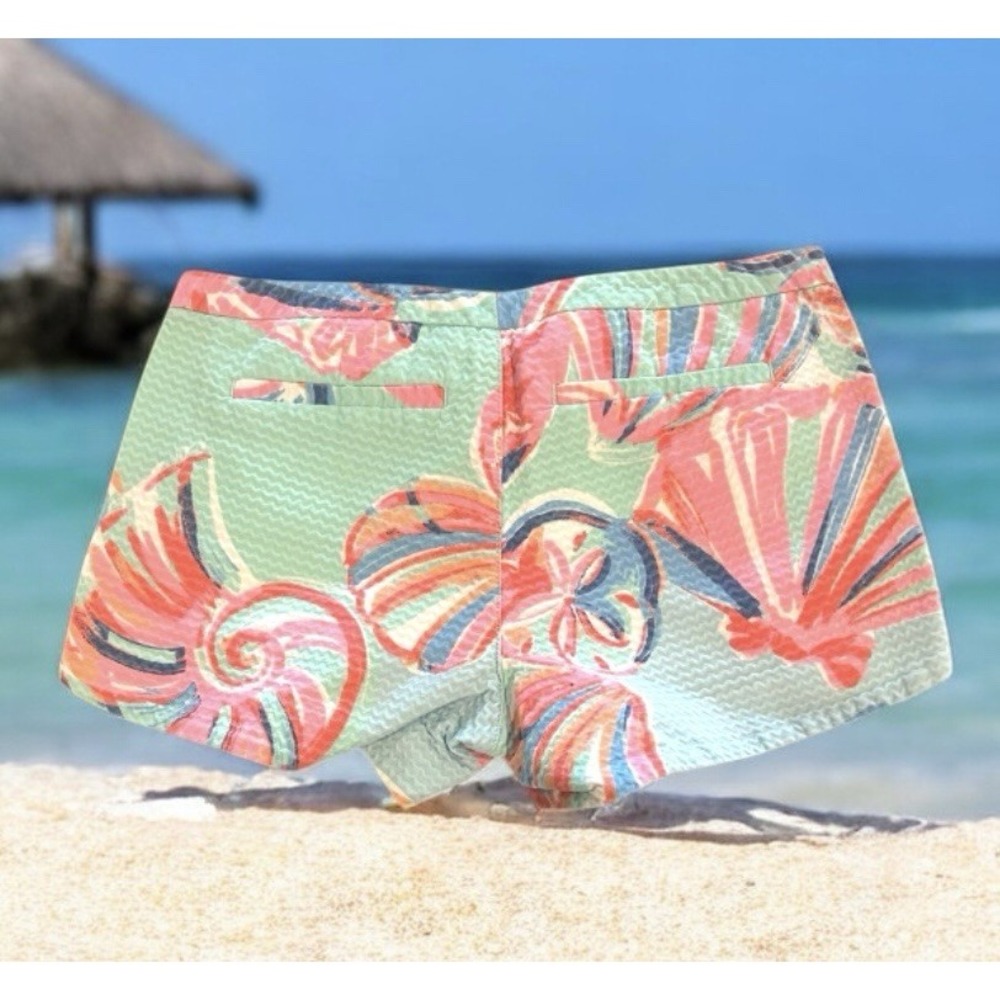 Lilly Pulitzer Adie Shorts Minty Fresh on Rocks Womens 00 Scallop Hem Sea Shell
